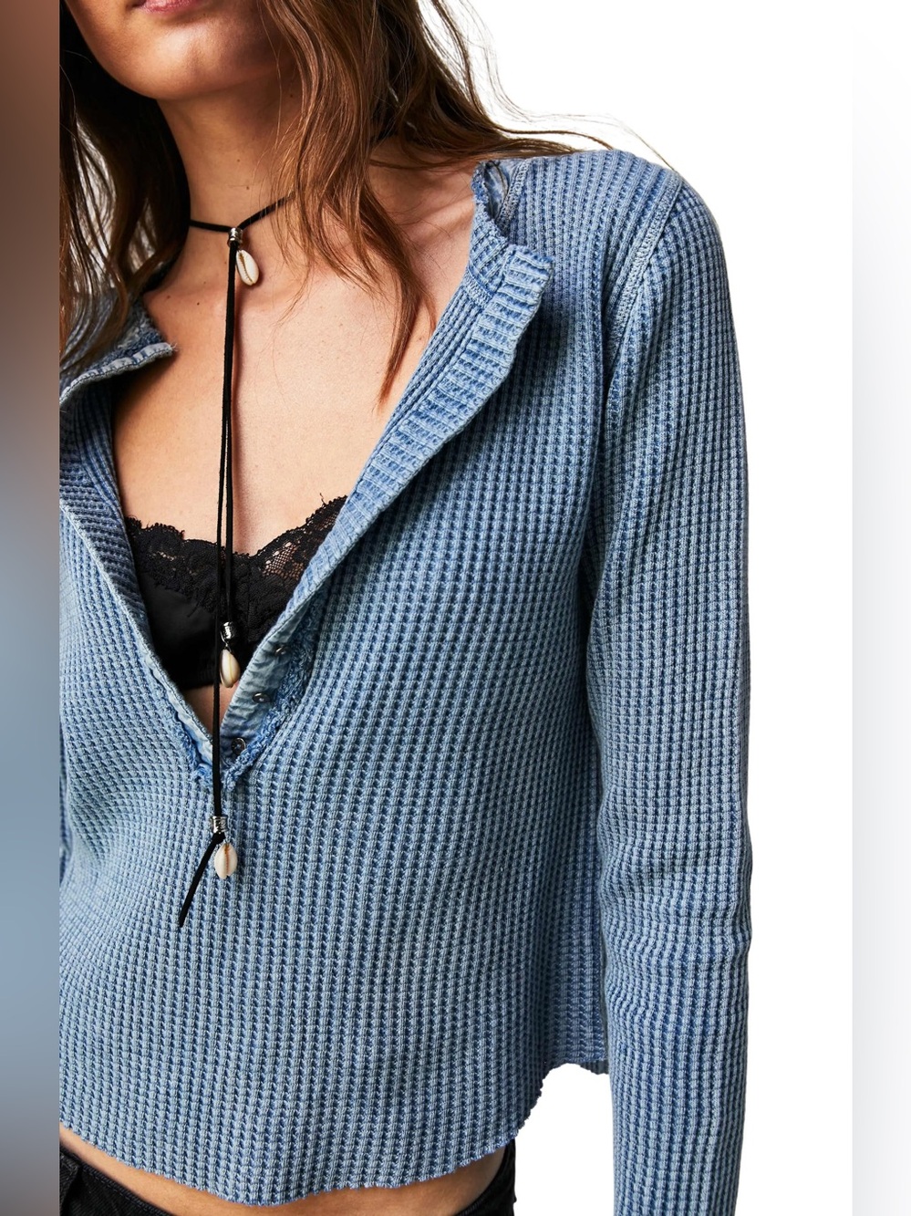Free People One Colt Thermal in Washed Blue - M